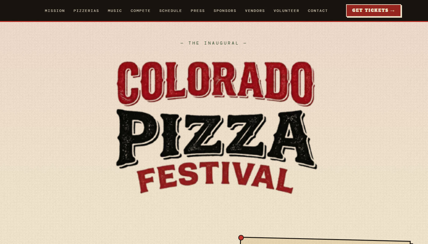 Colorado Pizza Festival website screenshot