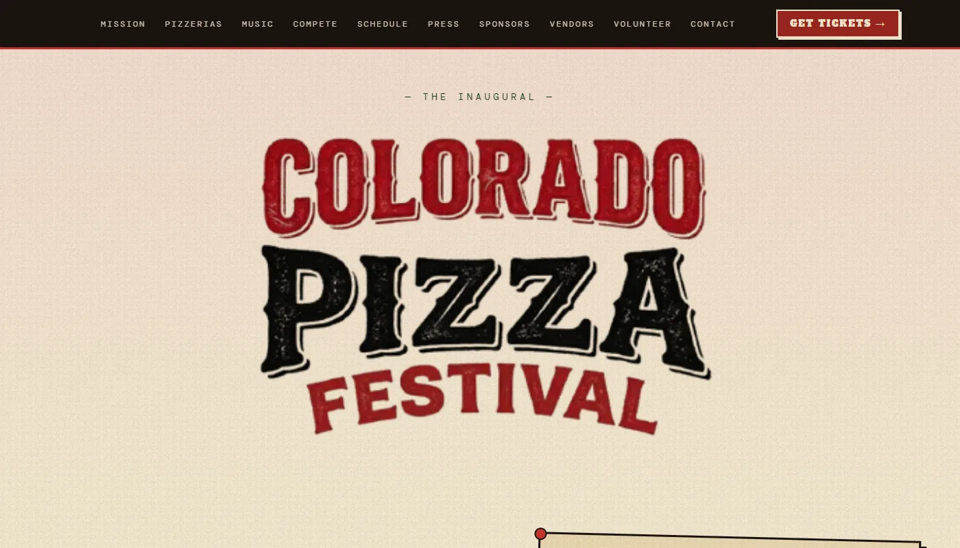 Colorado Pizza Festival website screenshot