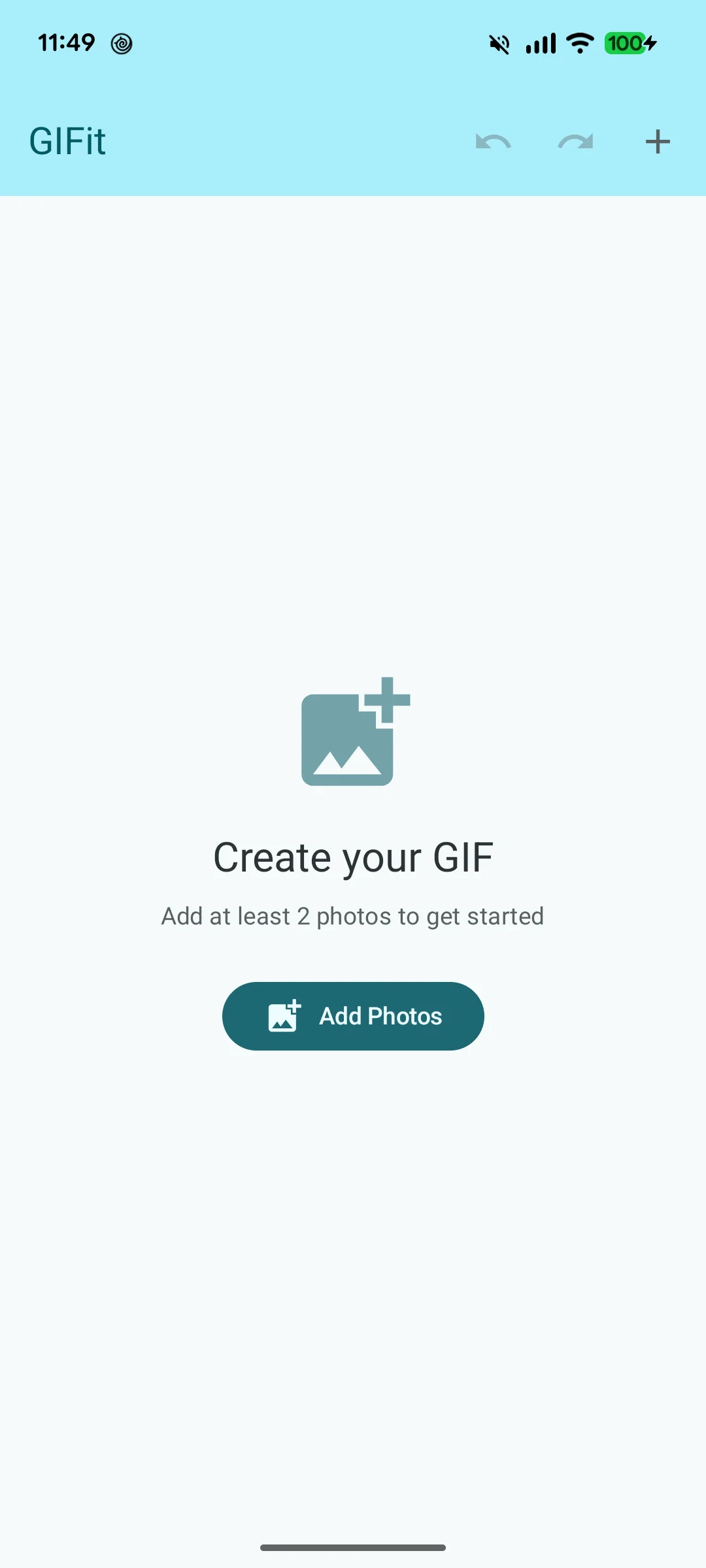 GIFit — home screen (empty state)