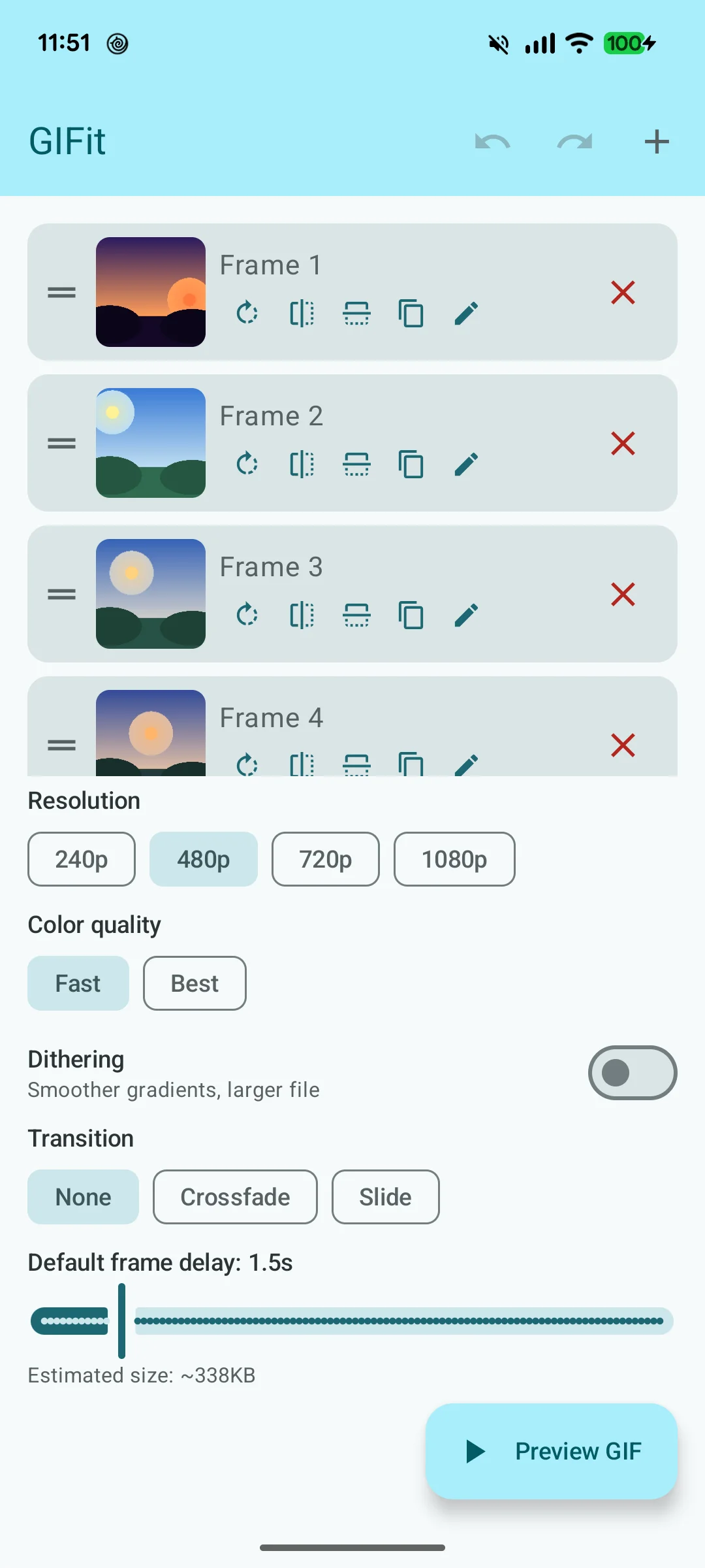 GIFit — frame editor with per-frame controls