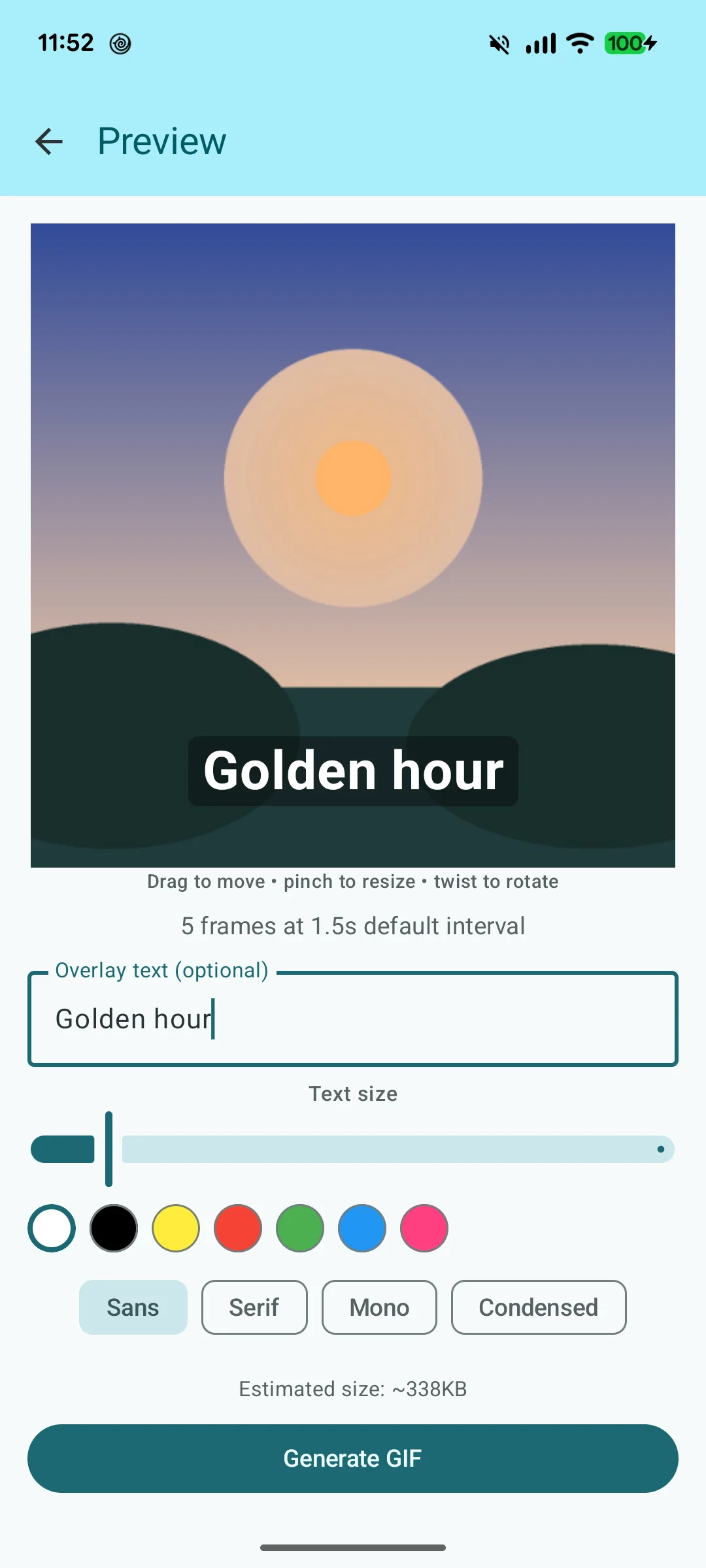 GIFit — text overlay with gesture controls