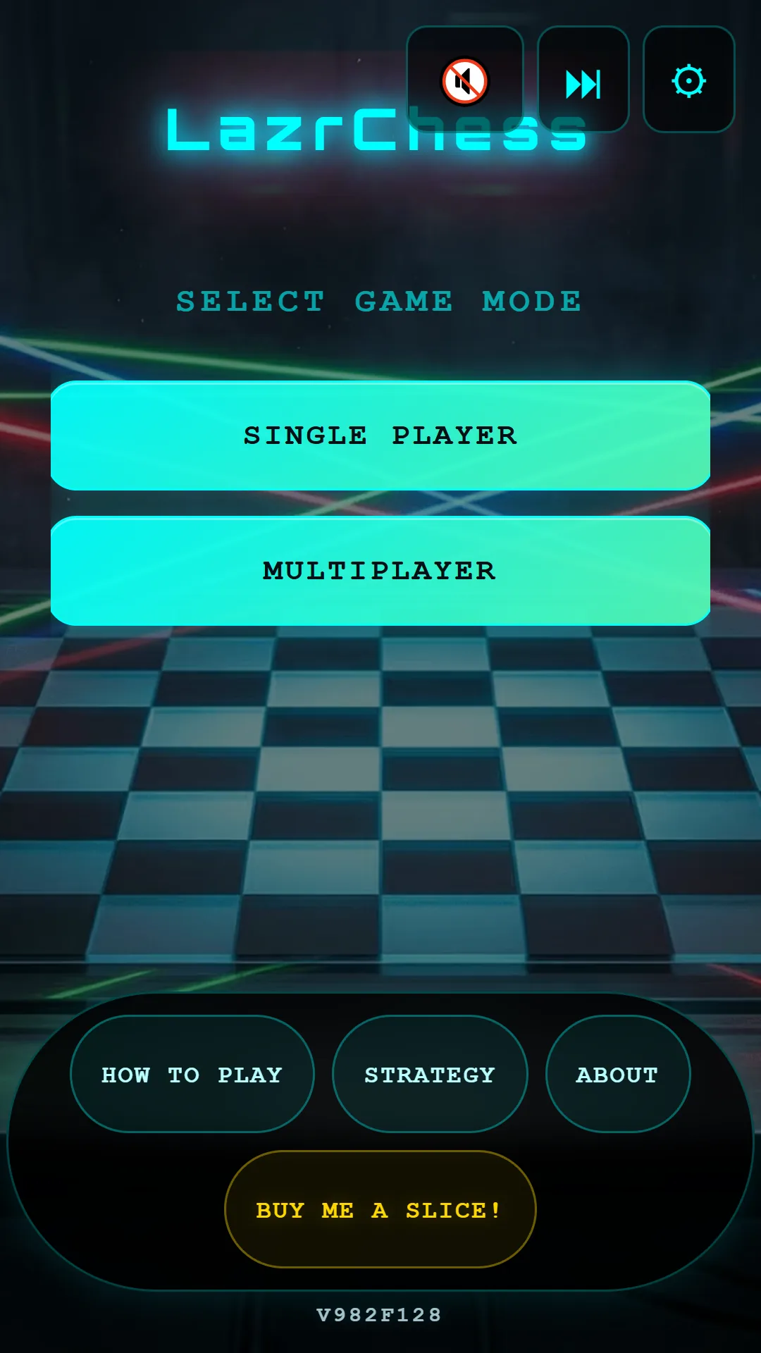 LazrChess main menu on phone