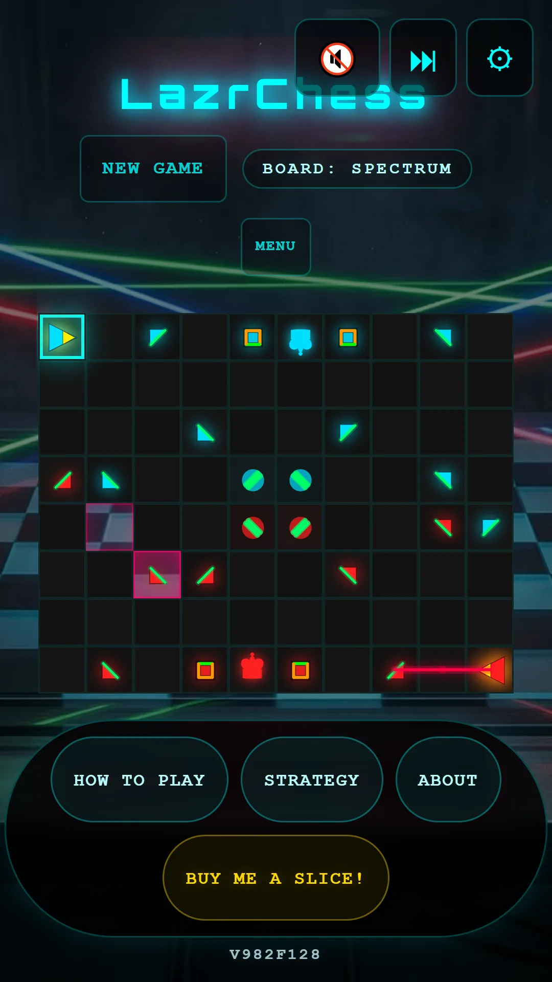 LazrChess laser gameplay in progress on phone