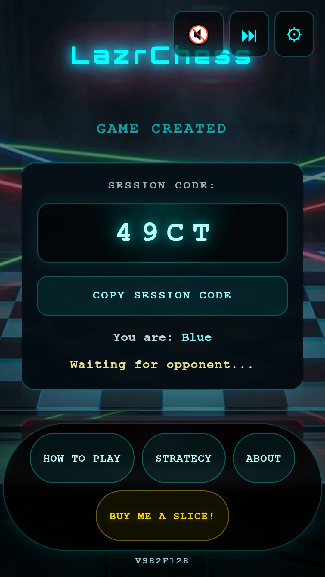 LazrChess multiplayer lobby screen