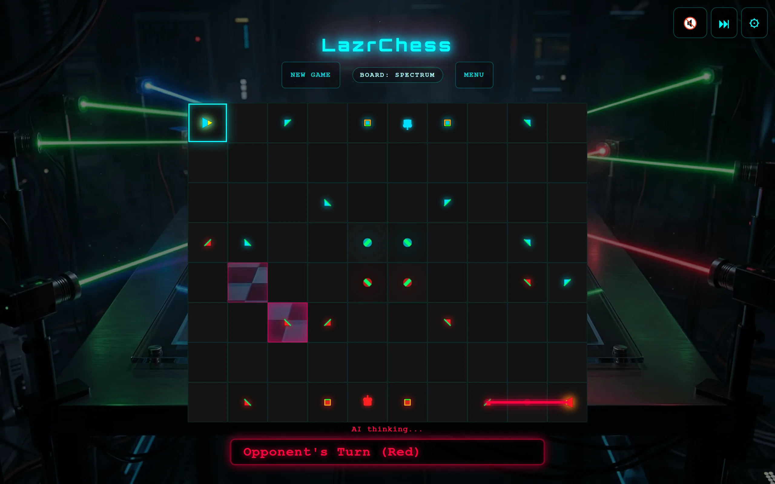LazrChess laser gameplay in landscape on tablet