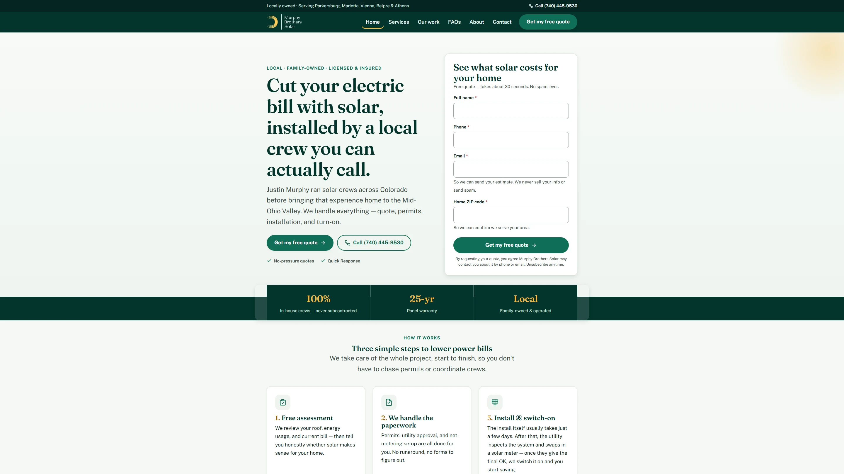 Murphy Brothers Solar homepage screenshot