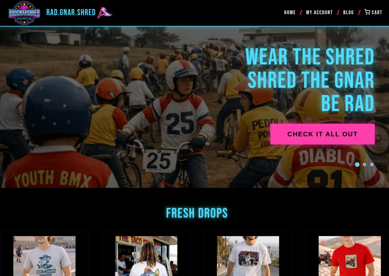 RadGnarShred.com homepage screenshot